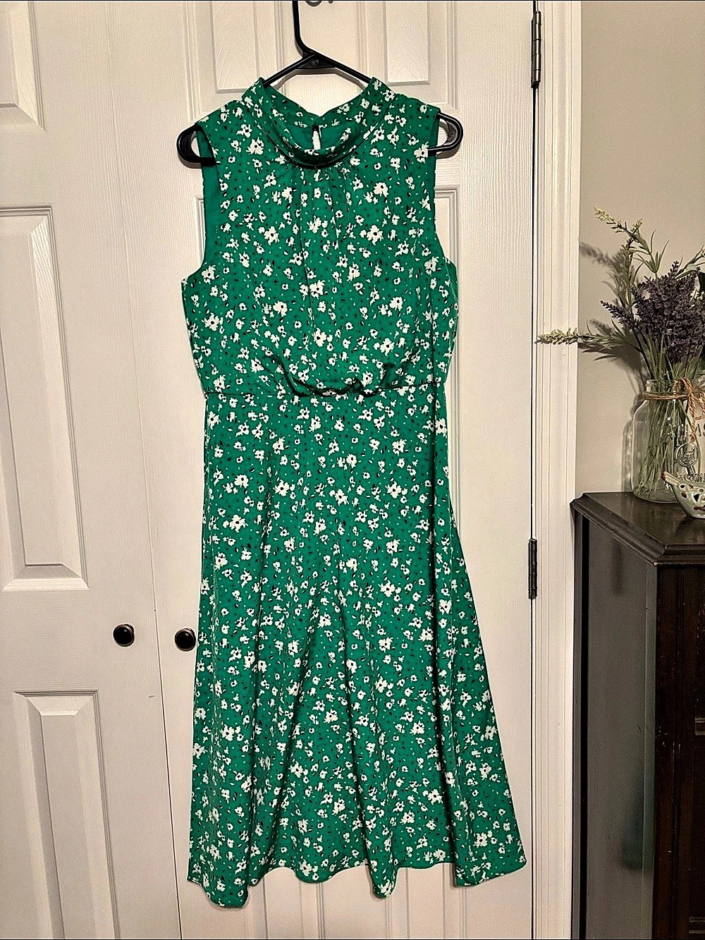 Karl Lagerfeld Floral Midi Dress in Green Size 10